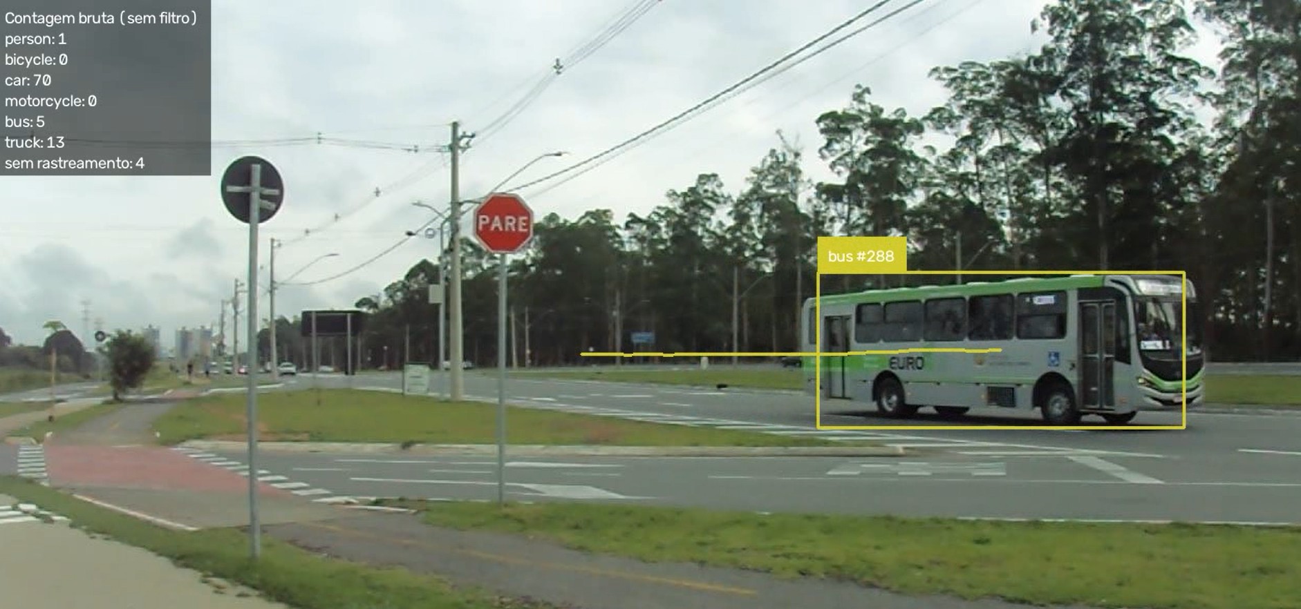 Print real do sistema classificando um ônibus no vídeo de campo